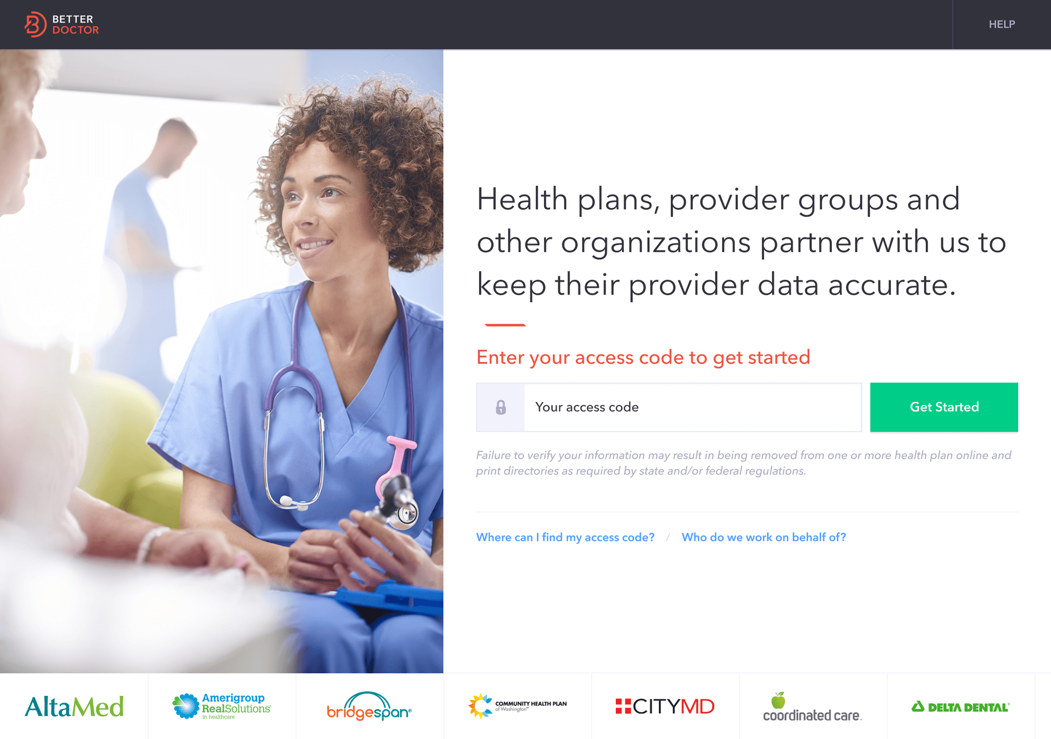 BetterDoctor landing page